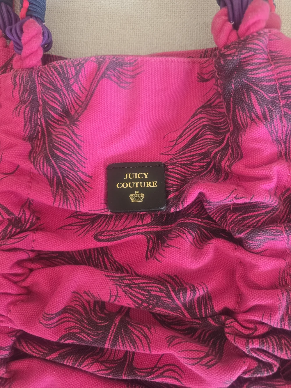 Juicy Couture Pink Ruched Beach Tote